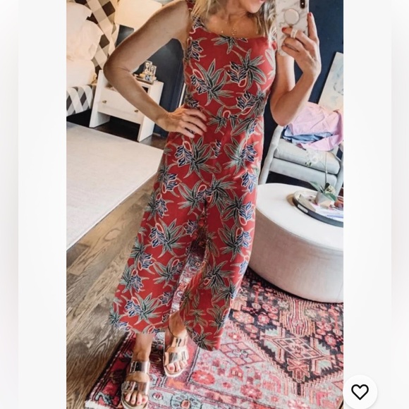 Moon River Pants - Moon River Anthropologie Tropical Wide Leg Summer Beach Vacation Jumpsuit Sz M